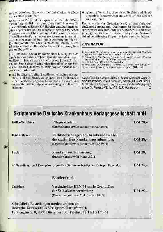 Vorschauseite 5: Interne Qualitätssicherung - Erfahrungsbericht über erste Maßnahmen im Gemeinschaftskrankenhaus Herdecke