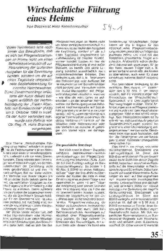 Vorschauseite 1: Wirtschaftliche Führung eines Heimes