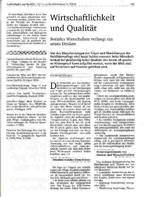 Vorschauseite 1: Wirtschaftlichkeit und Qualität