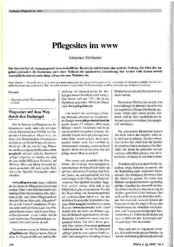 Vorschauseite 1: Pflegesites im www