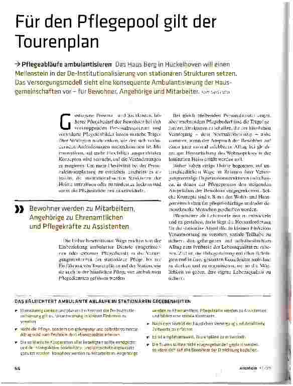 Vorschauseite 1: Für den Pflegepool gilt der Tourenplan