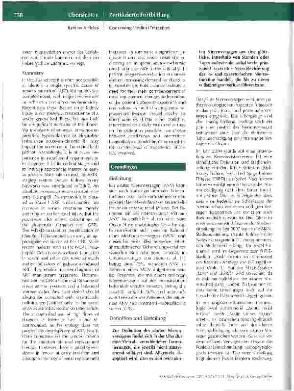 Vorschauseite 2: Akutes Nierenversagen in der Intensivmedizin