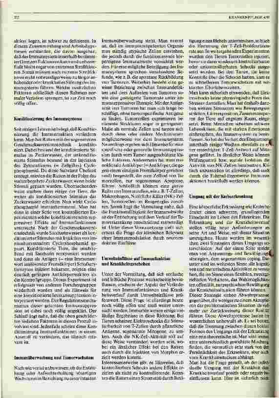 Vorschauseite 3: Möglichkeiten der Krebspräventation Ergebnisse der Psychoneuroimmunologie