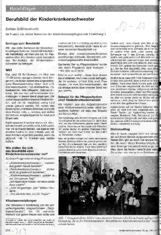 Vorschauseite 1: Berufsbild der Kinderkrankenschwester