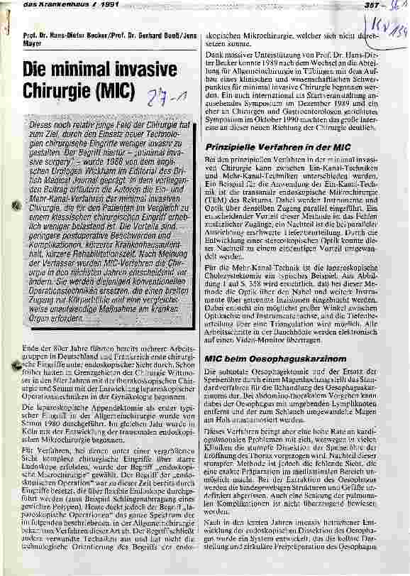 Vorschauseite 1: Die minimal invasive Chirurgie (MIC)