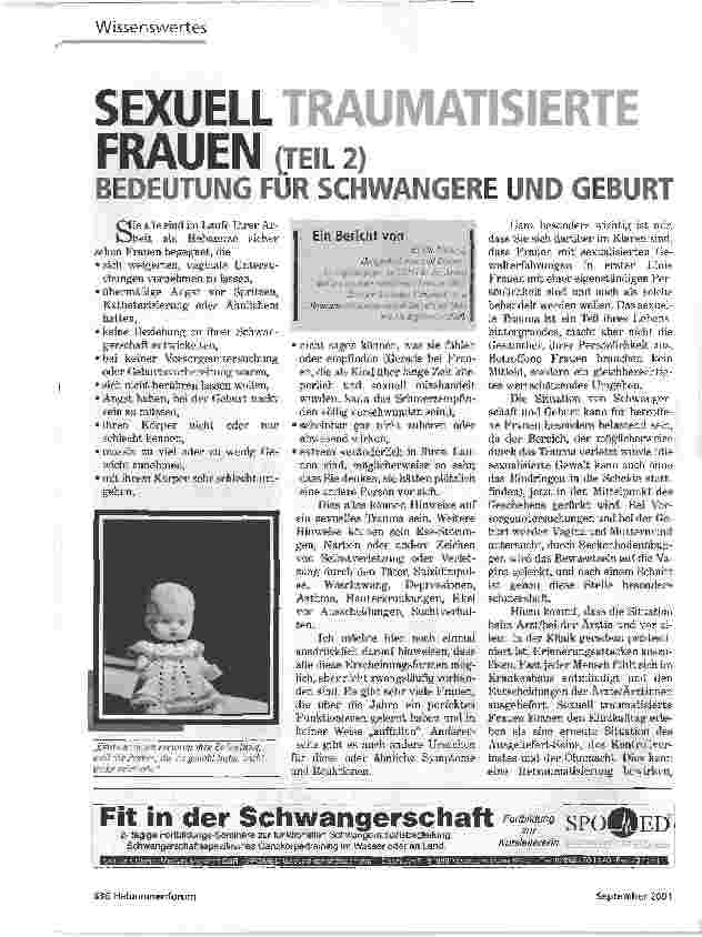 Vorschauseite 1: SEXUELL TRAUMATISIERTE FRAUEN (TEIL 2)BEDEUTUNG FÜR SCHWANGERE UND GEBURT