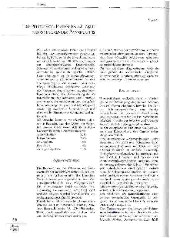 Vorschauseite 1: Die Pflege von Patienten mit akut nekrotisierender Pankreatitis
