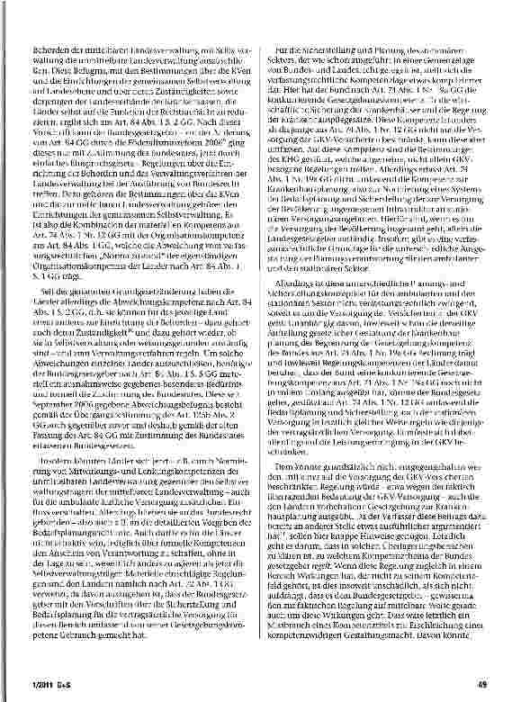 Vorschauseite 4: Zur Rolle der Länder bei der Sicherstellung bedarfsgerechter medizinischer Versorgung inder GKV