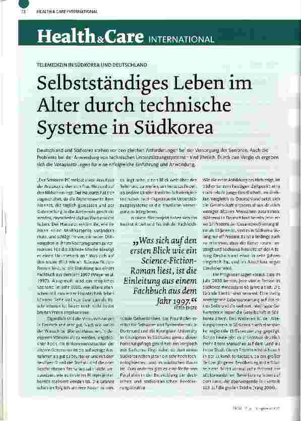 Vorschauseite 1: Selbstständiges Leben im Alter durch technische Systeme in Südkorea