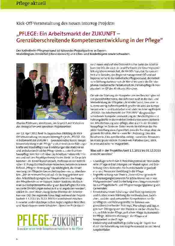 Vorschauseite 1: „PFLEGE: Ein Arbeitsmarkt der ZUKUNFT-Grenzüberschreitende Kompetenzentwicklung in der Pflege