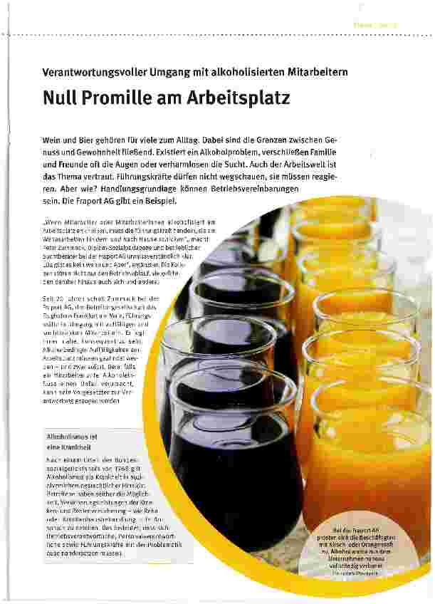 Vorschauseite 1: Null Promille am Arbeitsplatz