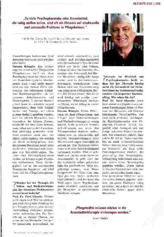 Vorschauseite 2: Arzneimitteltherapie im Pflegeheim Chemische Gewalt gegen ältere Menschen muss vermieden werden
