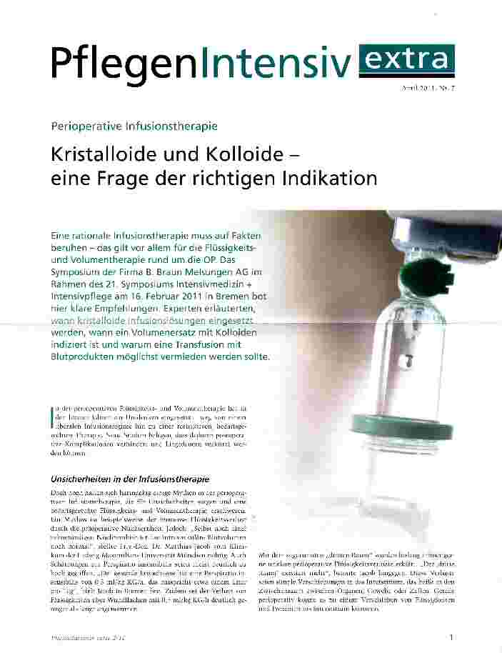 Vorschauseite 1: Kristalloide und Kolloideeine Frage der richtigen Indikation