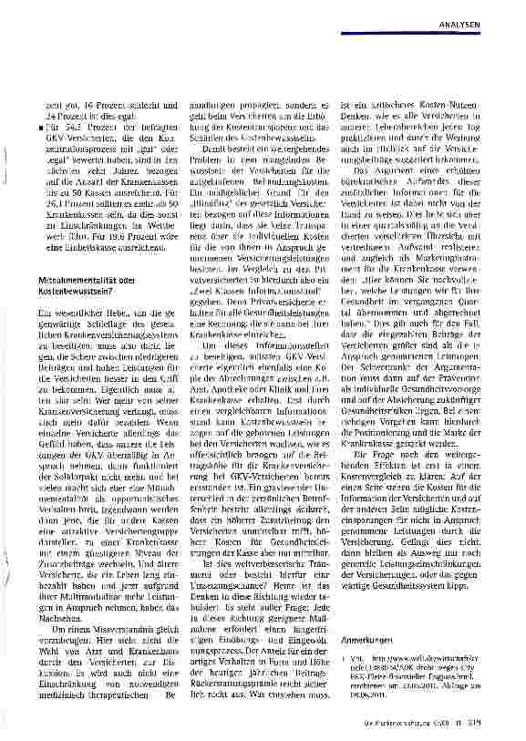 Vorschauseite 5: Stärkeres Kostenbewusstsein und Preis-Leistungs-Denken von Versicherten