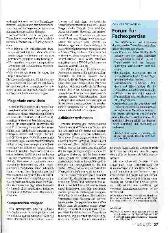 Vorschauseite 2: Engagement für exzellente Transplantationspflege