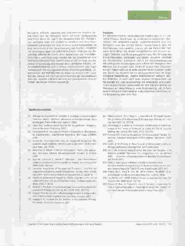 Vorschauseite 5: Klientenzentrierte evidenzbasierte Ergotherapie: ein neues Modell