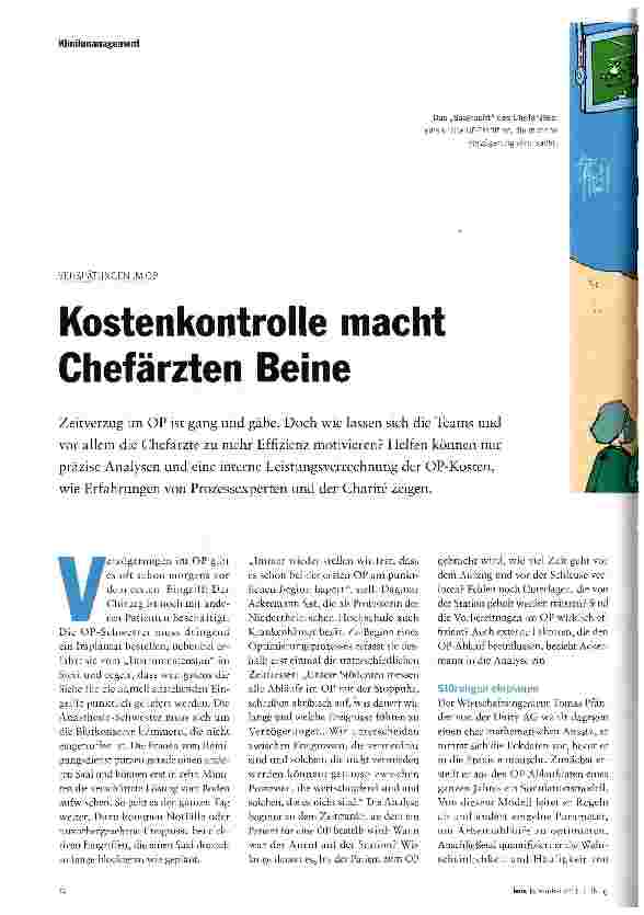 Vorschauseite 1: Kostenkontrolle macht Chefärzten Beine
