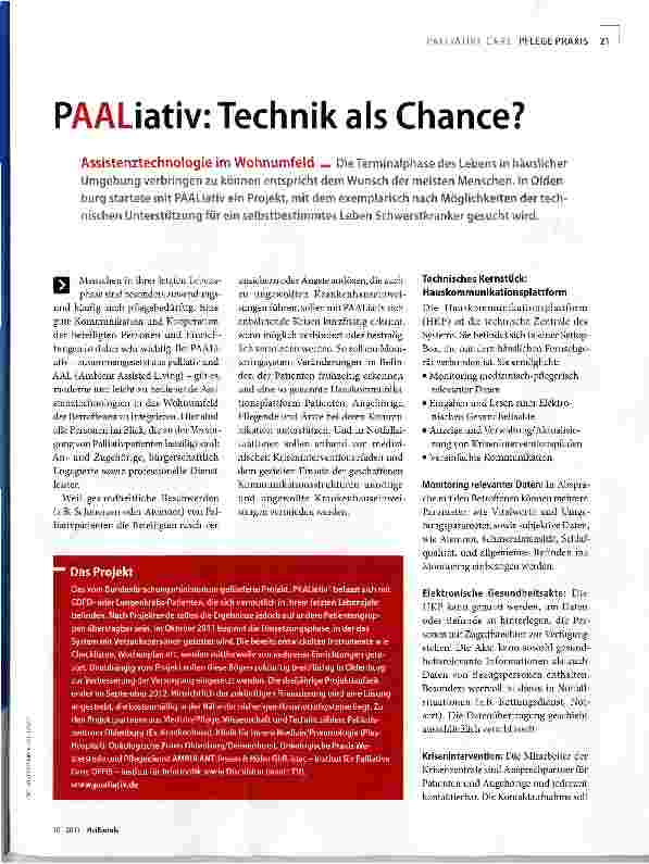 Vorschauseite 1: Palliativ: Technik als Chance?