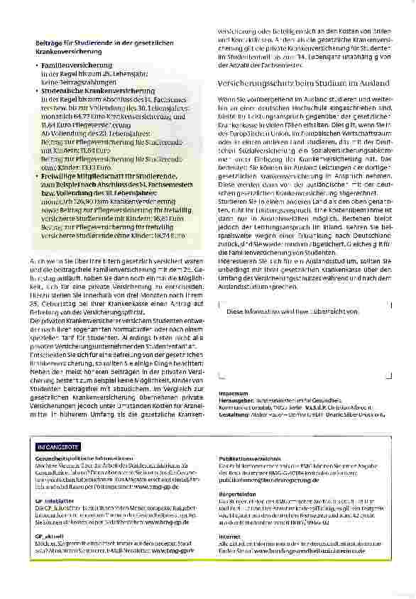 Vorschauseite 2: Krankenversicherung für Studierende