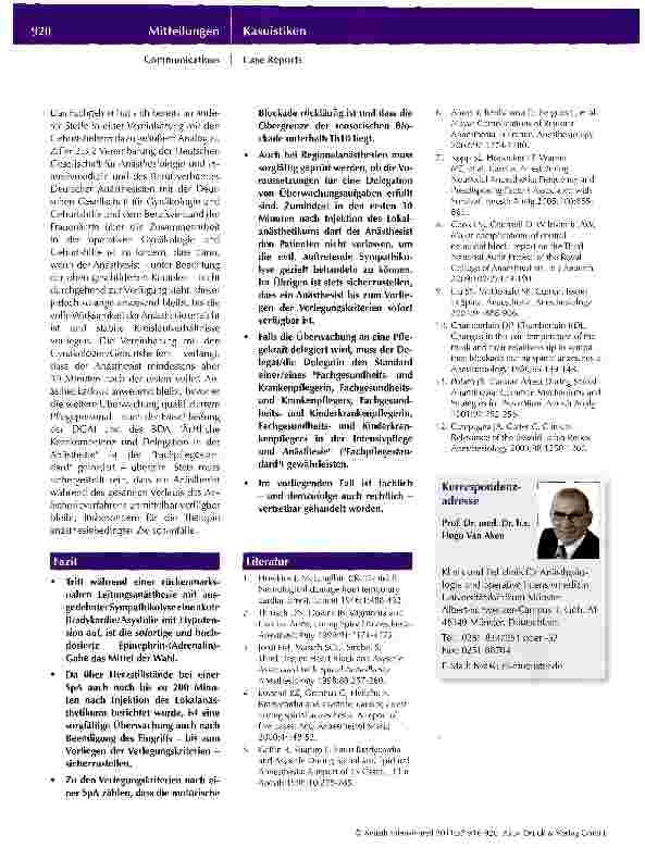 Vorschauseite 5: Herzstillstand während Spinalanästhesie