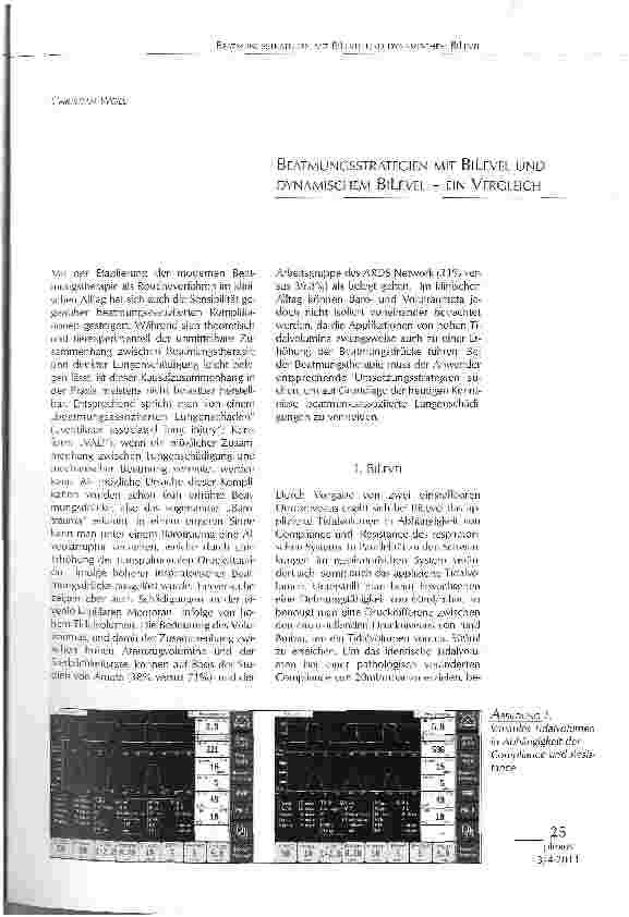 Vorschauseite 1: BEATMUNGSSTRATEGIEN MIT BILEVEL UND DYNAMISCHEM BLLEVEL - EIN VERGLEICH