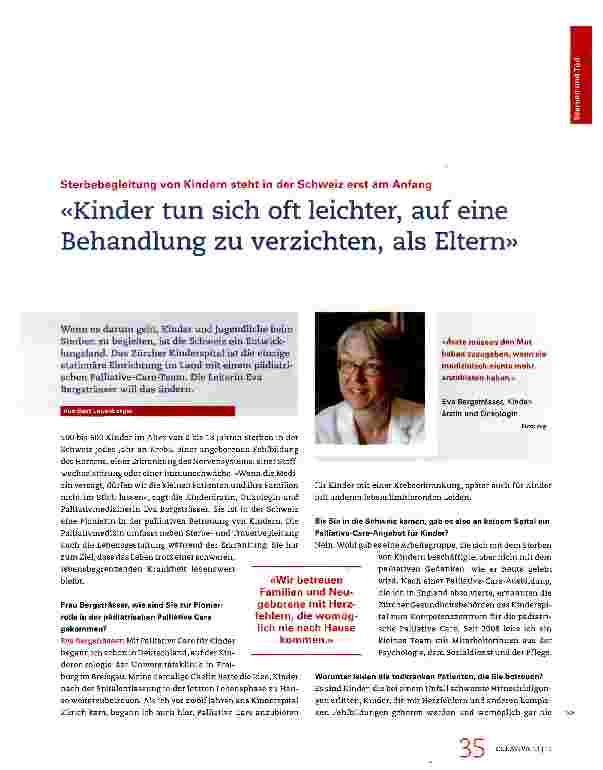 Vorschauseite 1: «Kinder tun sich oft leichter, auf eine Behandlung zu verzichten, als Eltern»