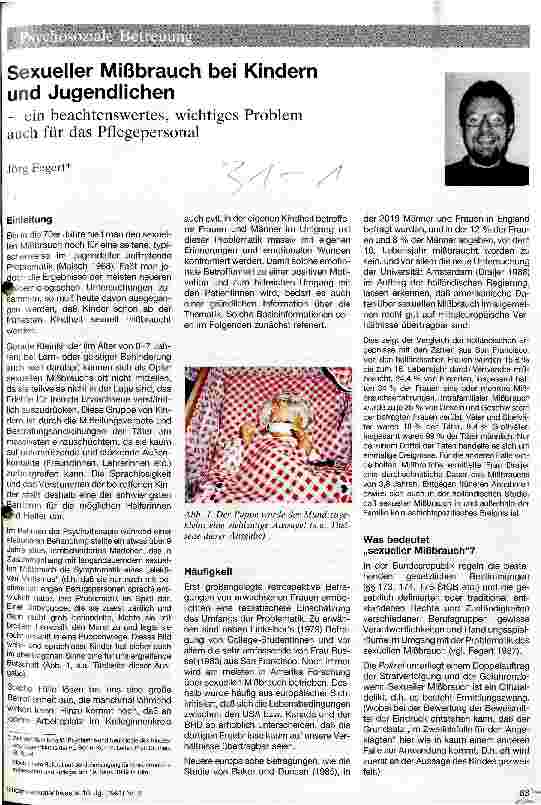 Vorschauseite 1: Sexueller Mißbrauch bei Kindern und Jugendlichen - ein beachtenswertes, wichtiges Problem auch für das Pflegepersonal