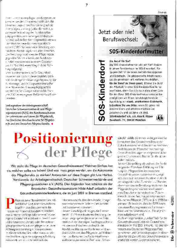 Vorschauseite 1: Positionierung der Pflege