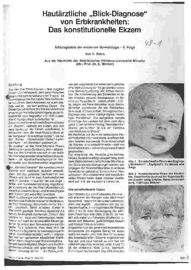 Vorschauseite 1: Hautärztliche Blick-Diagnose von Erbkrankheiten: Das konstitutionelle Ekzem
