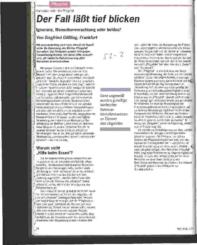 Vorschauseite 1: Der Fall läßt tief blicken Ignoranz, Menschenverachtung oder beides?