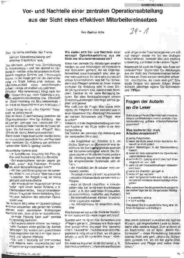 Vorschauseite 1: Vorund Nachteile einer zentralen Operationsabteilung aus der Sicht eines effektiven Mitarbeitereinsatzes