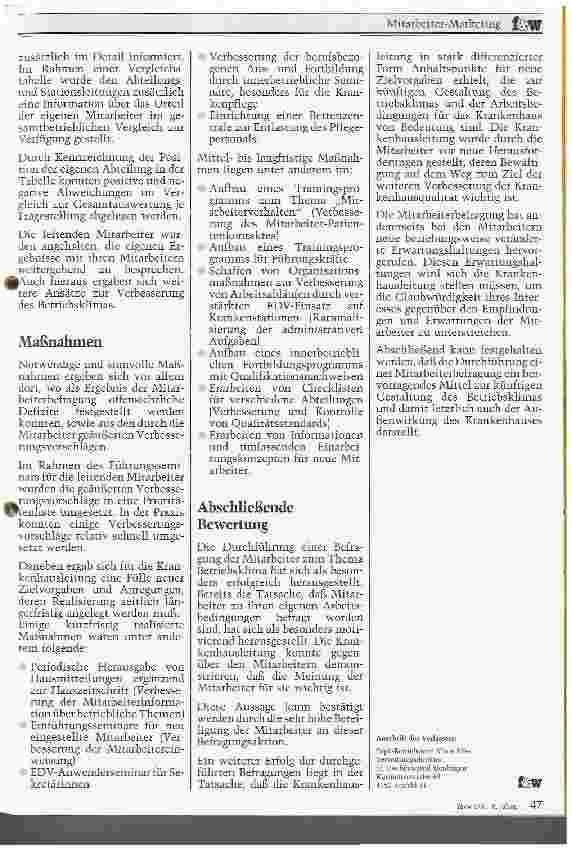 Vorschauseite 6: Mitarbeiter-Marketing - als Mittel zu mehr Krankenhausqualität Teil II: Die Mitarbeiterbefragung