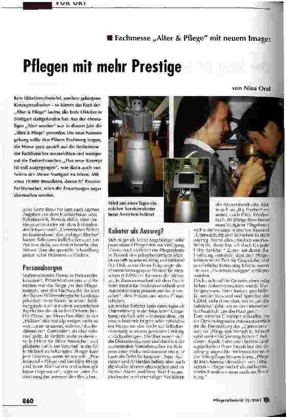 Vorschauseite 1: Pflegen mit mehr Prestige?