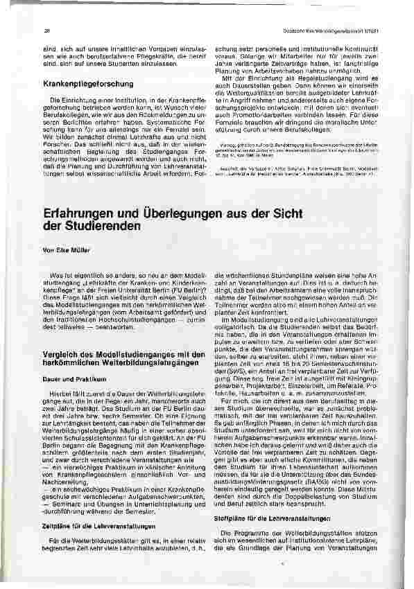 Vorschauseite 2: Modellstudiengang „Lehrkräfte der Krankenund Kinderkrankenpflege an der Freien Universität Berlin