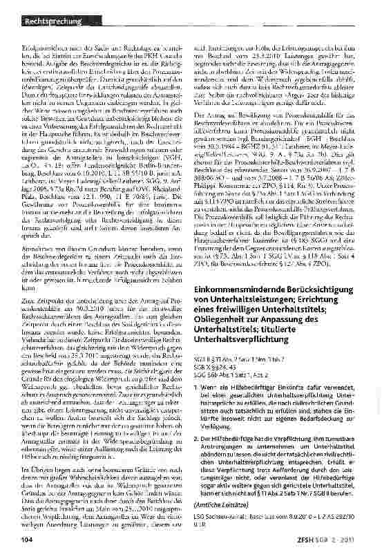 Vorschauseite 1: Einkommensmindernde Berücksichtigung von Unterhaltsleistungen; Errichtung eines freiwilligen Unterhaltstitels; Obliegenheit zur Anpassung des Unterhaltstitels; titulierte Unterhal…