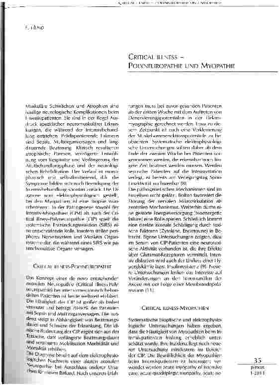 Vorschauseite 1: CRITICAL ILLNESS -POLYNEUROPATHIE UND MYOPATHIE