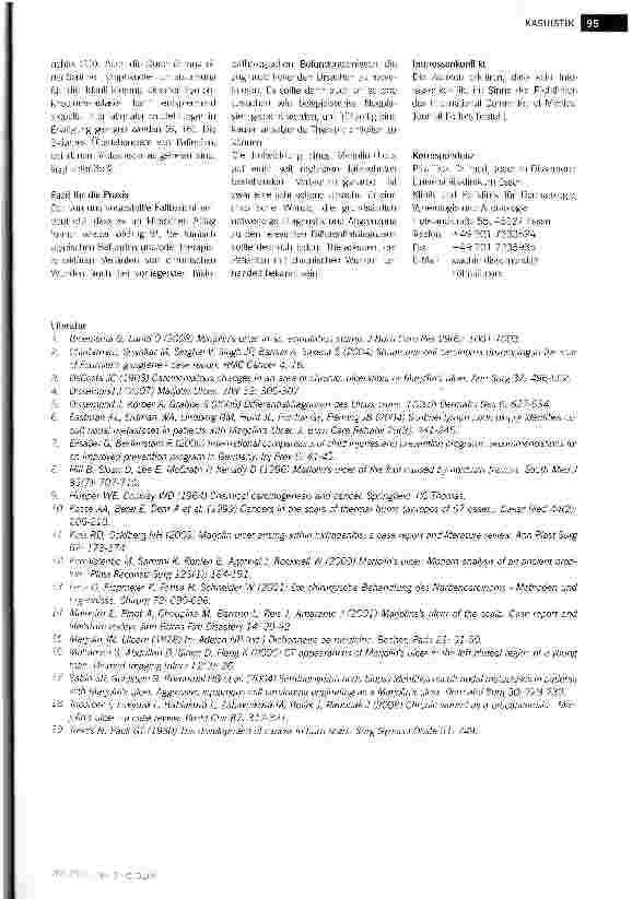 Vorschauseite 4: Marjolin-Ulcus - Ein Plattenepithelkarzinom 60 Jahre nach einer Verbrennung als seltene Ursache einer chronischen Wunde