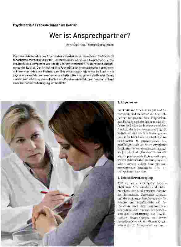 Vorschauseite 1: Psychosoziale Fragestellungen im BetriebWer ist Ansprechpartner?
