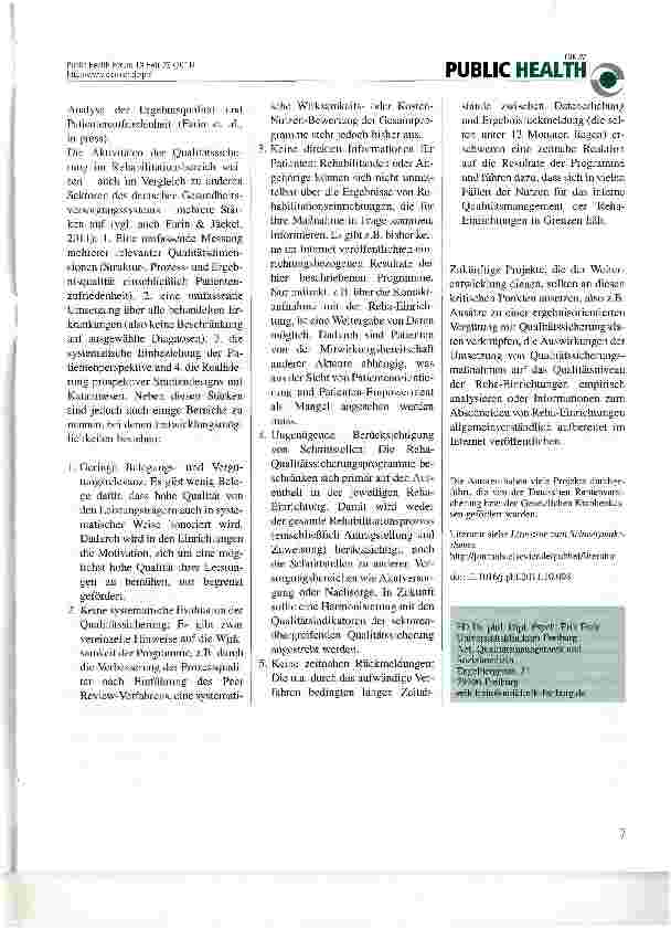 Vorschauseite 2: Qualitätssicherung in der Rehabilitation - Eine kritische Bestandsaufnahme