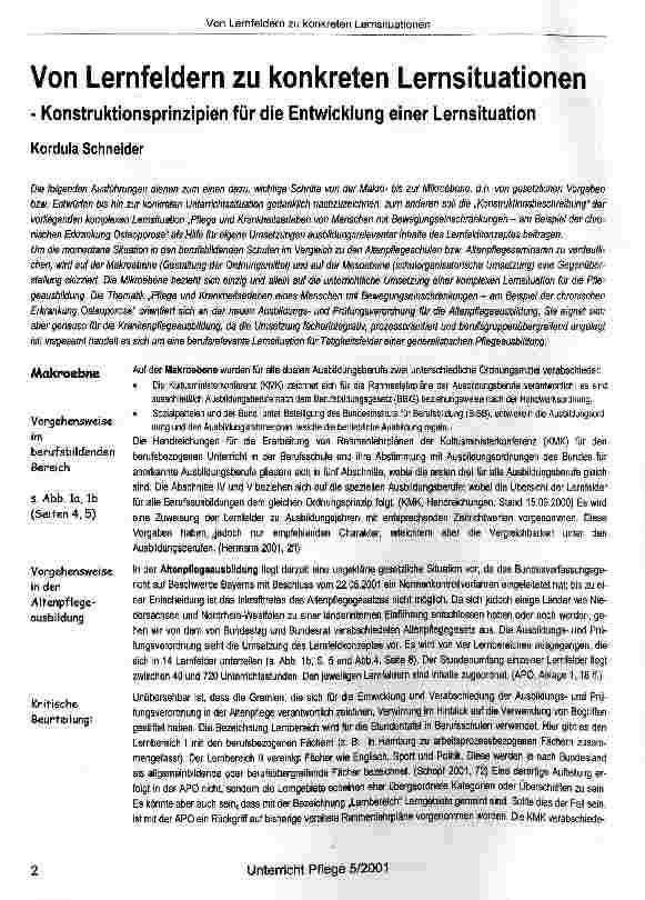 Vorschauseite 1: Von Lernfeldern zu konkreten Lernsituationen-Konstruktionsprinzipien für die Entwicklung einer Lernsituation