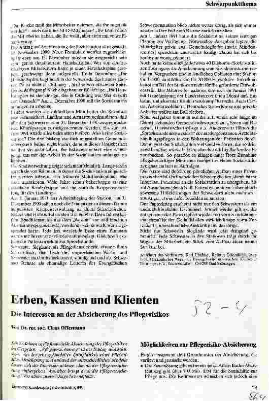 Vorschauseite 1: Erben, Kassen und Klienten Die Interessen an der Absicherung des Pflegerisikos