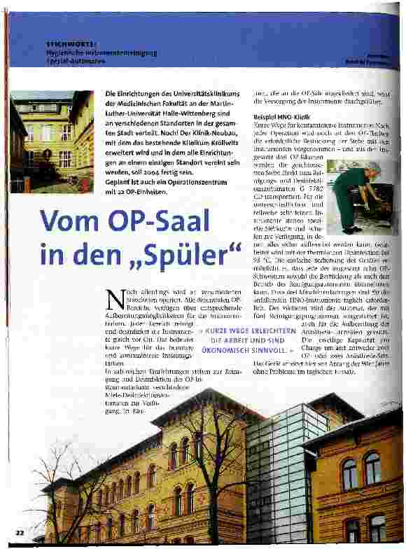 Vorschauseite 1: Vom OP-Saal in den Spüler