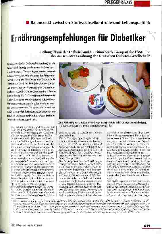 Vorschauseite 1: Ernährungsempfehlungen für Diabetiker