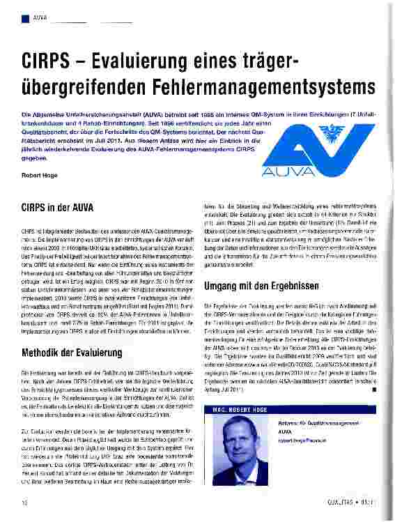 Vorschauseite 1: CIRPS - Evaluierung eines trägerübergreifenden Fehlermanagementsystems