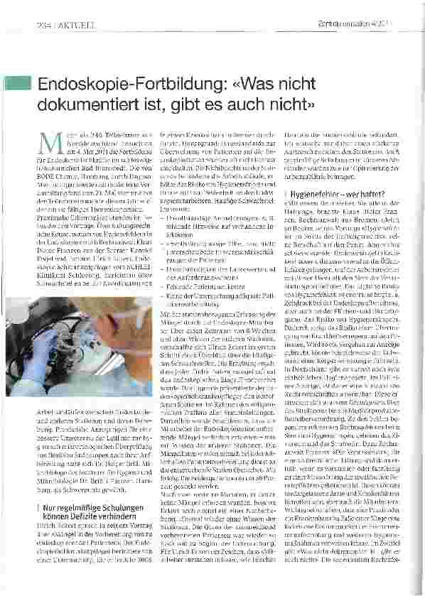 Vorschauseite 1: Endoskopie-Fortbildung: «Was nicht dokumentiert ist, gibt es auch nicht»