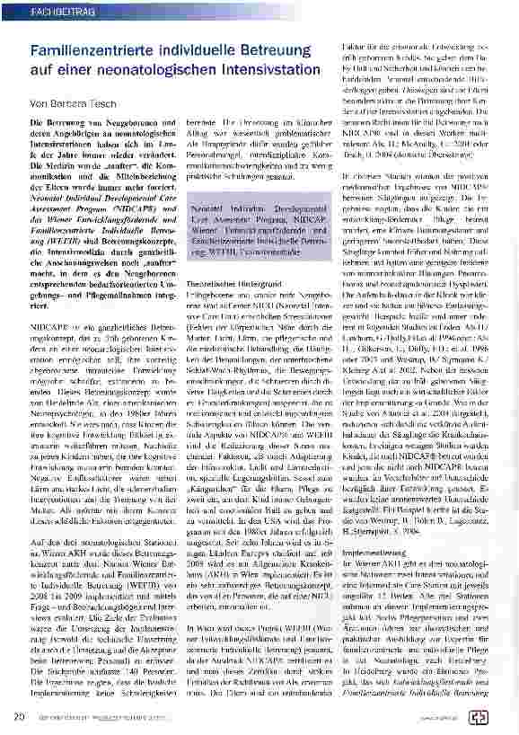 Vorschauseite 1: Familienzentrierte individuelle Betreuung auf einer neonatologischen Intensivstation