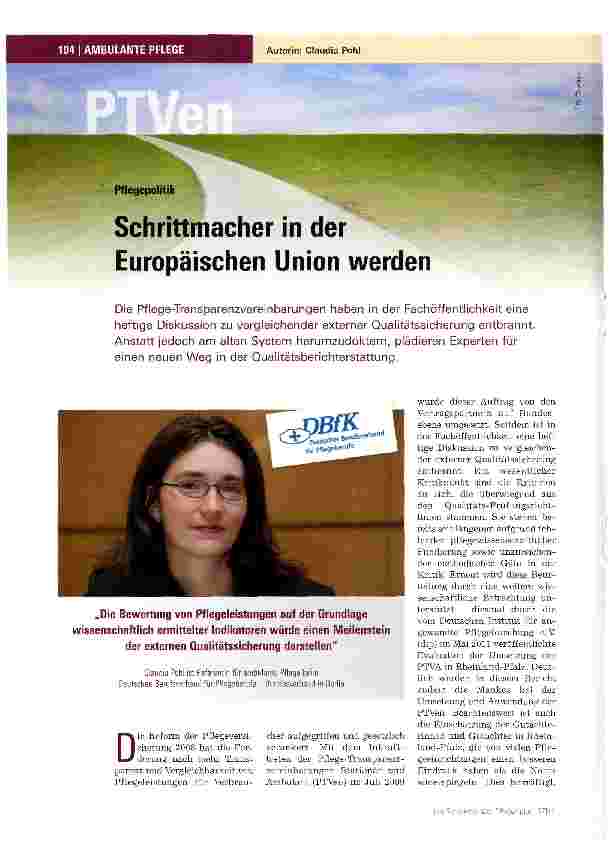 Vorschauseite 1: Schrittmacher in der Europäischen Union werden