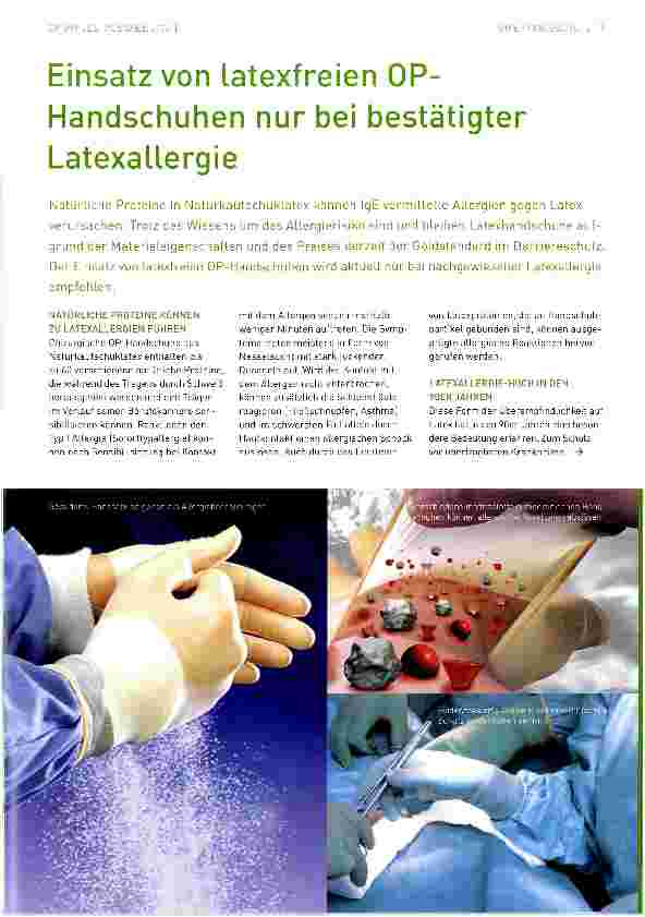 Vorschauseite 1: Einsatz von latexfreien OP-Handschuhen nur bei bestätigter Latexallergie