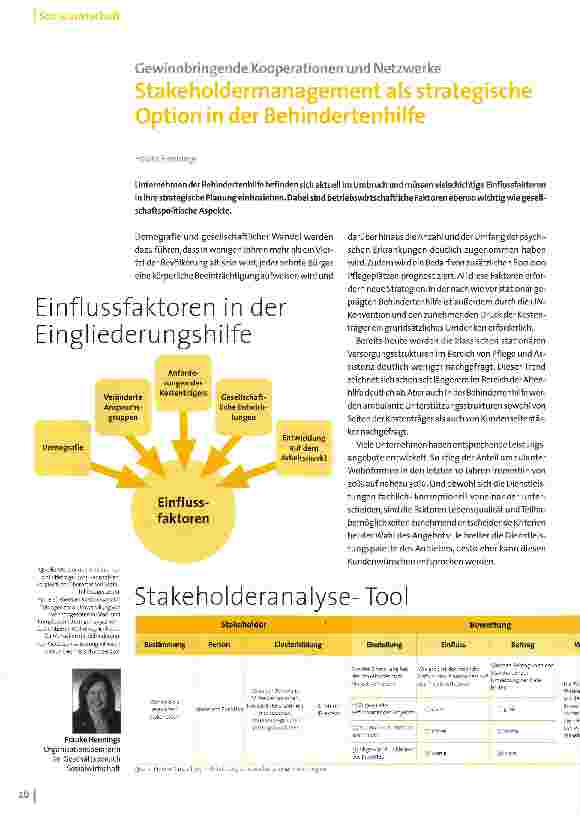 Vorschauseite 1: Stakeholdermanagement als strategische Option in der Behindertenhilfe