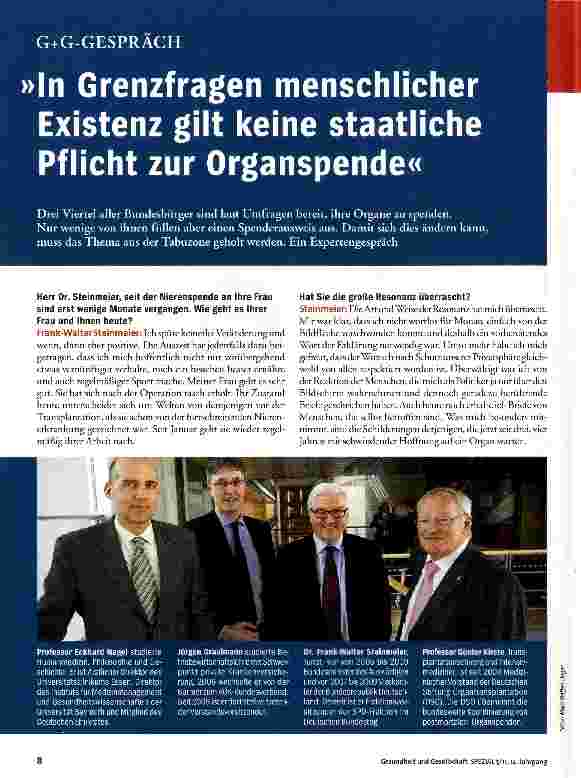 Vorschauseite 1: In Grenzfragen menschlicher Existenz gilt keine staatliche Pflicht zur Organspende